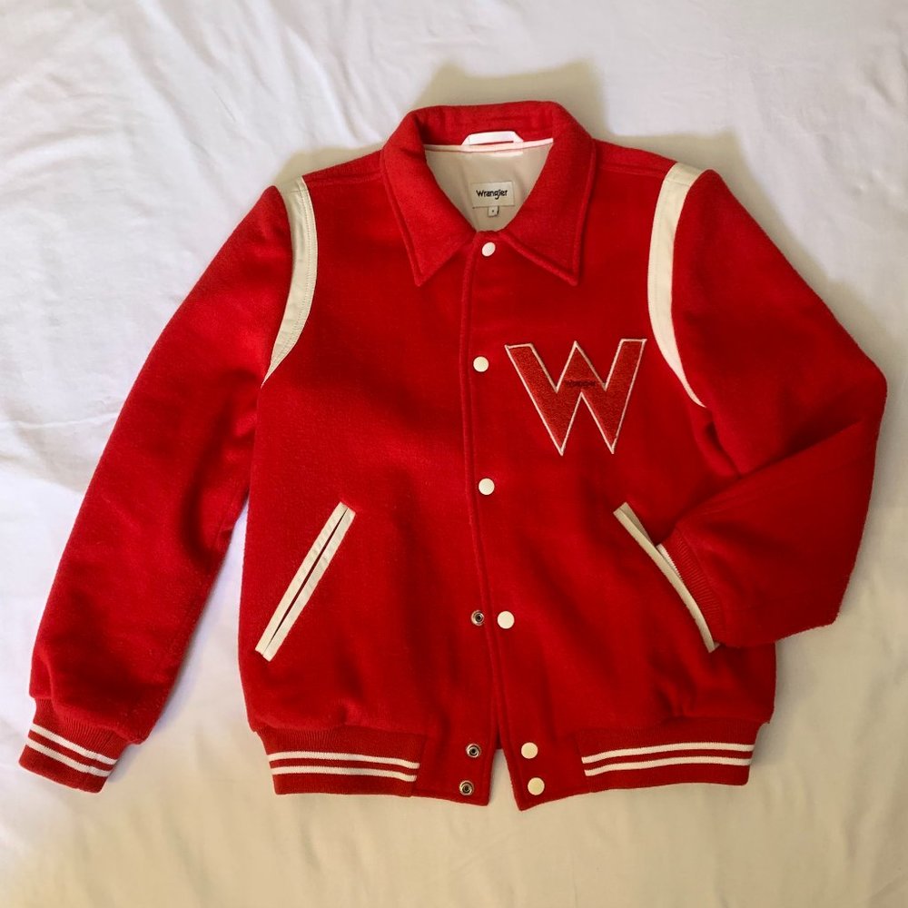 Wrangler Varsity Bomber Jacket in Salsa Red - S